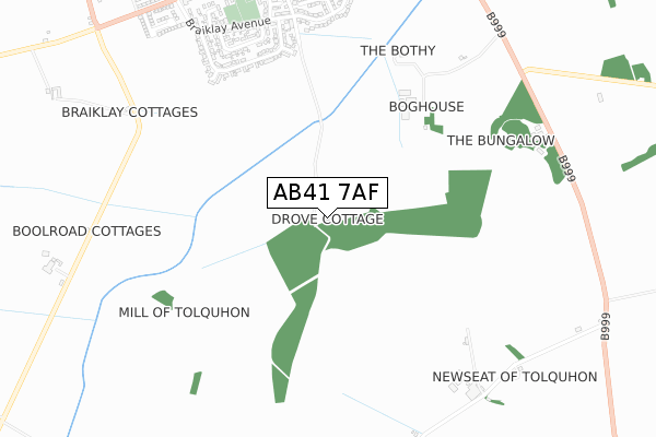 AB41 7AF map - small scale - OS Open Zoomstack (Ordnance Survey)