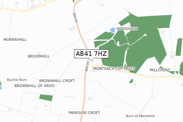 AB41 7HZ map - small scale - OS Open Zoomstack (Ordnance Survey)