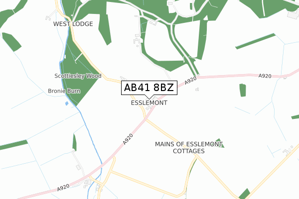 AB41 8BZ map - small scale - OS Open Zoomstack (Ordnance Survey)
