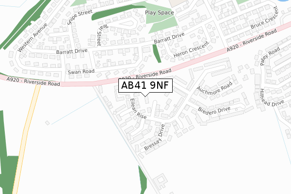 AB41 9NF map - large scale - OS Open Zoomstack (Ordnance Survey)