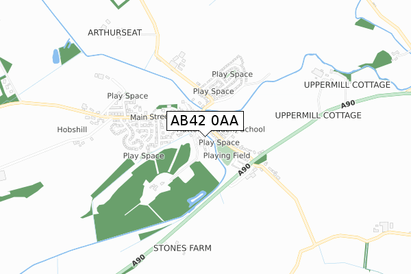 AB42 0AA map - small scale - OS Open Zoomstack (Ordnance Survey)