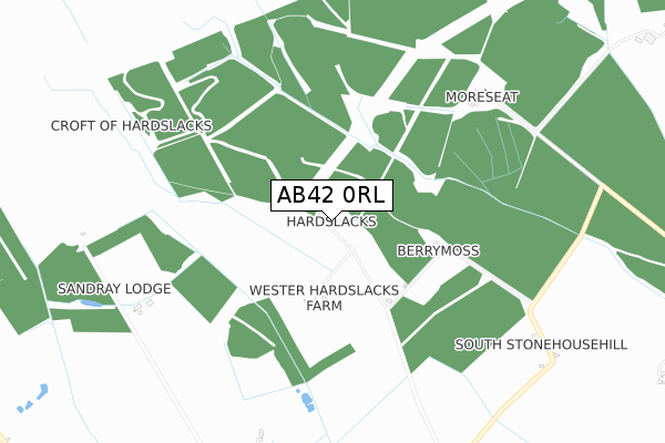 AB42 0RL map - small scale - OS Open Zoomstack (Ordnance Survey)