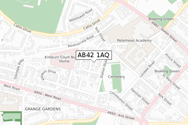 AB42 1AQ map - large scale - OS Open Zoomstack (Ordnance Survey)