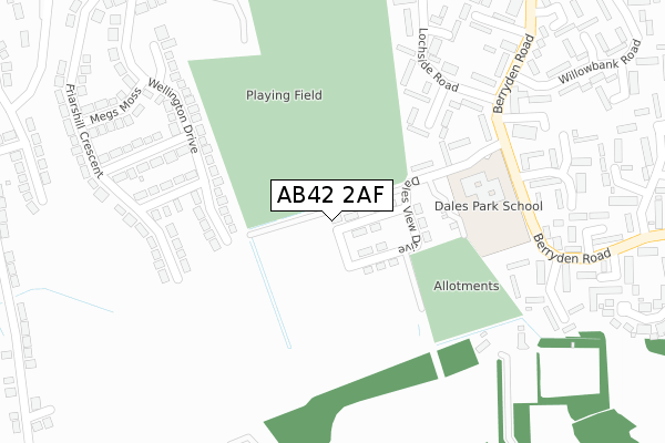 AB42 2AF map - large scale - OS Open Zoomstack (Ordnance Survey)