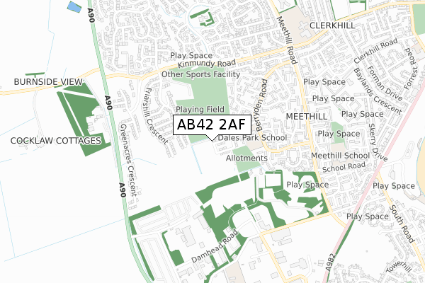 AB42 2AF map - small scale - OS Open Zoomstack (Ordnance Survey)