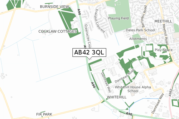 AB42 3QL map - small scale - OS Open Zoomstack (Ordnance Survey)