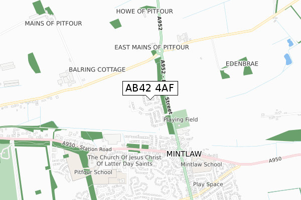 AB42 4AF map - small scale - OS Open Zoomstack (Ordnance Survey)