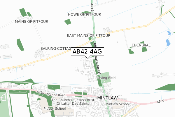 AB42 4AG map - small scale - OS Open Zoomstack (Ordnance Survey)