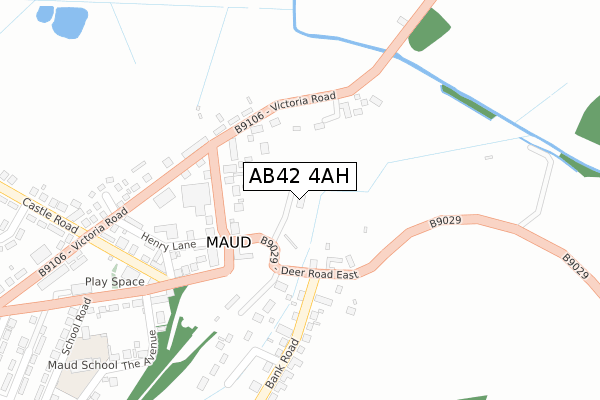 AB42 4AH map - large scale - OS Open Zoomstack (Ordnance Survey)