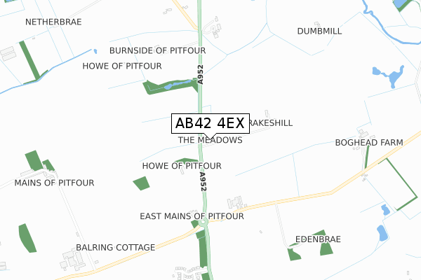 AB42 4EX map - small scale - OS Open Zoomstack (Ordnance Survey)