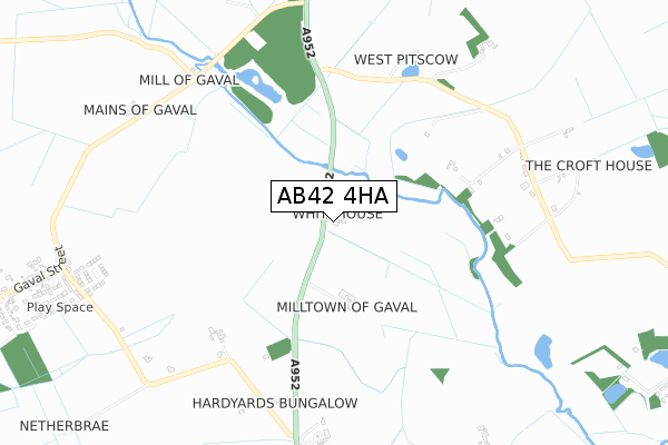 AB42 4HA map - small scale - OS Open Zoomstack (Ordnance Survey)