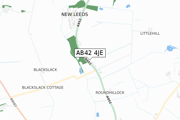 AB42 4JE map - small scale - OS Open Zoomstack (Ordnance Survey)