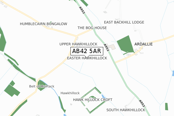 AB42 5AR map - small scale - OS Open Zoomstack (Ordnance Survey)