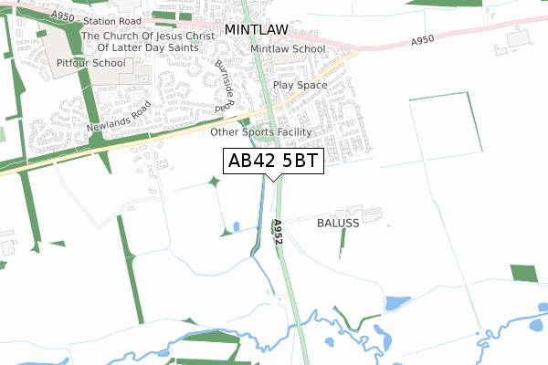 AB42 5BT map - small scale - OS Open Zoomstack (Ordnance Survey)