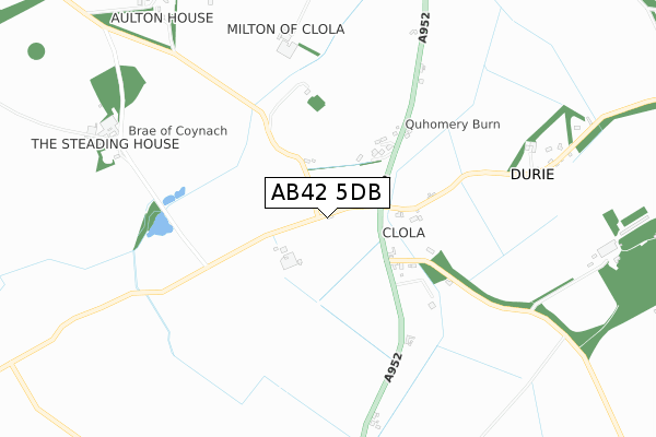 AB42 5DB map - small scale - OS Open Zoomstack (Ordnance Survey)