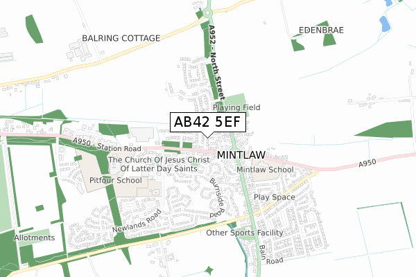 AB42 5EF map - small scale - OS Open Zoomstack (Ordnance Survey)