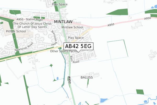 AB42 5EG map - small scale - OS Open Zoomstack (Ordnance Survey)