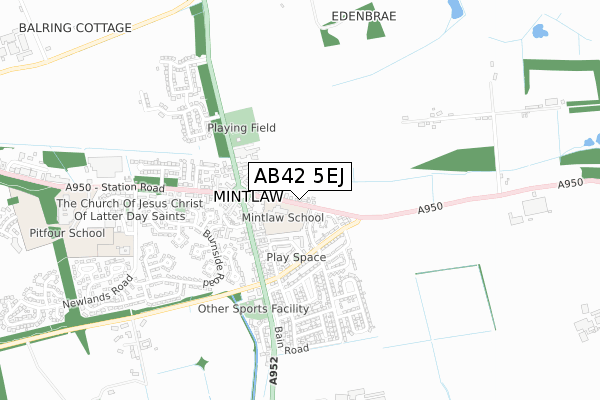 AB42 5EJ map - small scale - OS Open Zoomstack (Ordnance Survey)