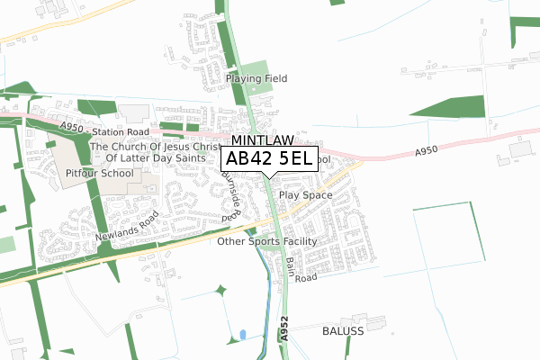 AB42 5EL map - small scale - OS Open Zoomstack (Ordnance Survey)