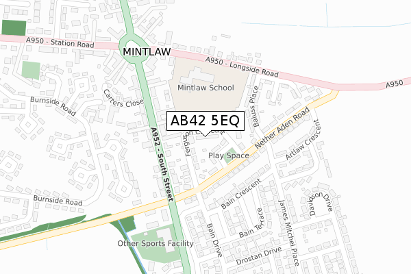 AB42 5EQ map - large scale - OS Open Zoomstack (Ordnance Survey)