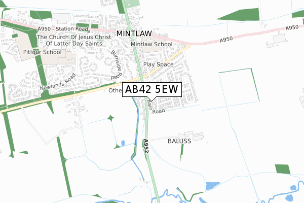 AB42 5EW map - small scale - OS Open Zoomstack (Ordnance Survey)