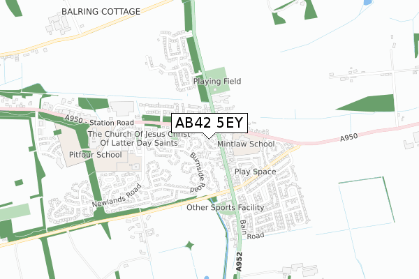 AB42 5EY map - small scale - OS Open Zoomstack (Ordnance Survey)