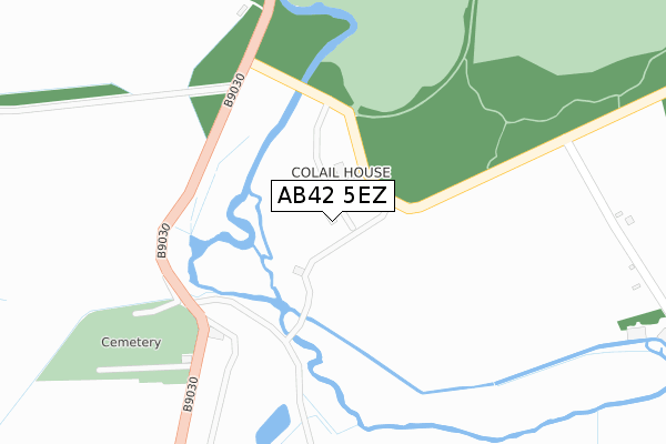 AB42 5EZ map - large scale - OS Open Zoomstack (Ordnance Survey)