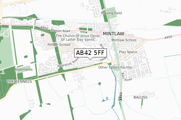 AB42 5FF map - small scale - OS Open Zoomstack (Ordnance Survey)