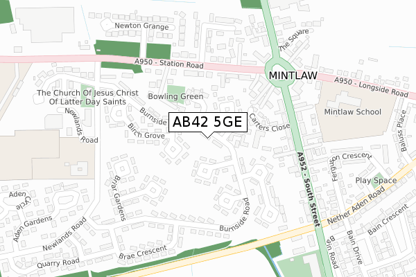 AB42 5GE map - large scale - OS Open Zoomstack (Ordnance Survey)