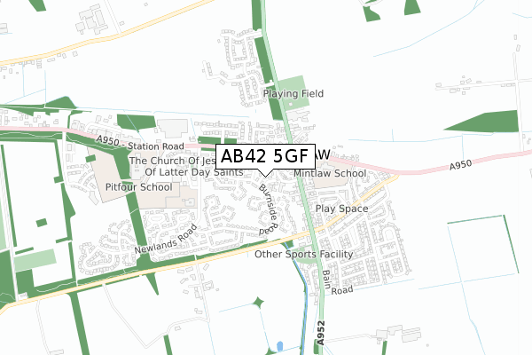AB42 5GF map - small scale - OS Open Zoomstack (Ordnance Survey)