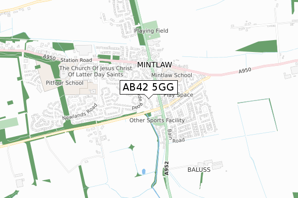 AB42 5GG map - small scale - OS Open Zoomstack (Ordnance Survey)