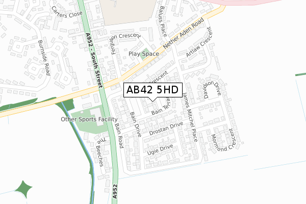 AB42 5HD map - large scale - OS Open Zoomstack (Ordnance Survey)