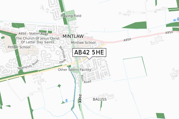 AB42 5HE map - small scale - OS Open Zoomstack (Ordnance Survey)