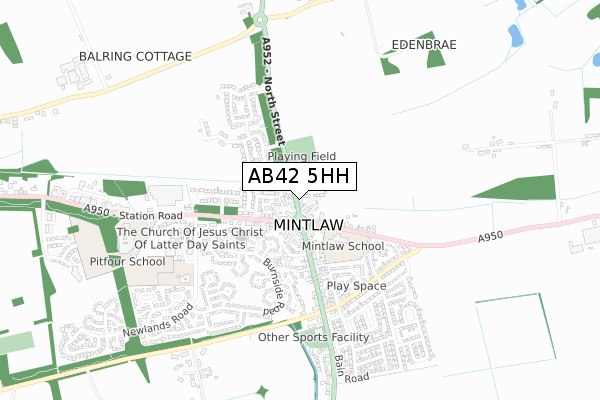AB42 5HH map - small scale - OS Open Zoomstack (Ordnance Survey)
