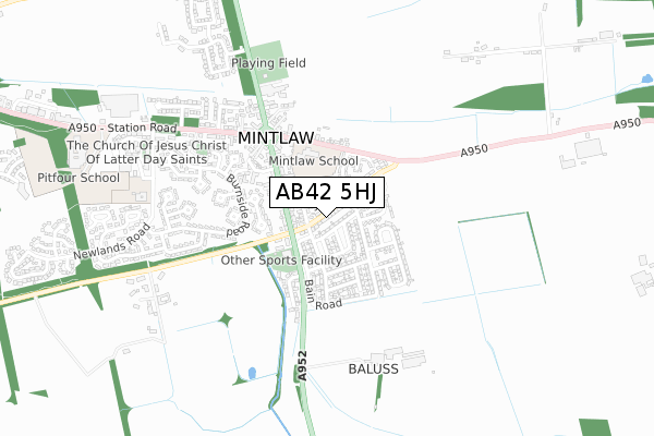 AB42 5HJ map - small scale - OS Open Zoomstack (Ordnance Survey)