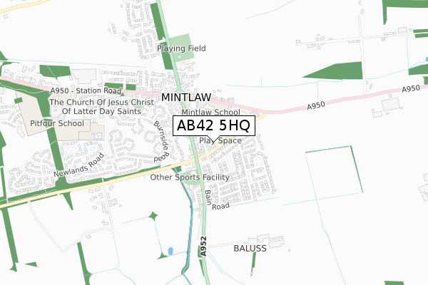 AB42 5HQ map - small scale - OS Open Zoomstack (Ordnance Survey)