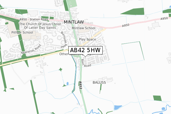 AB42 5HW map - small scale - OS Open Zoomstack (Ordnance Survey)