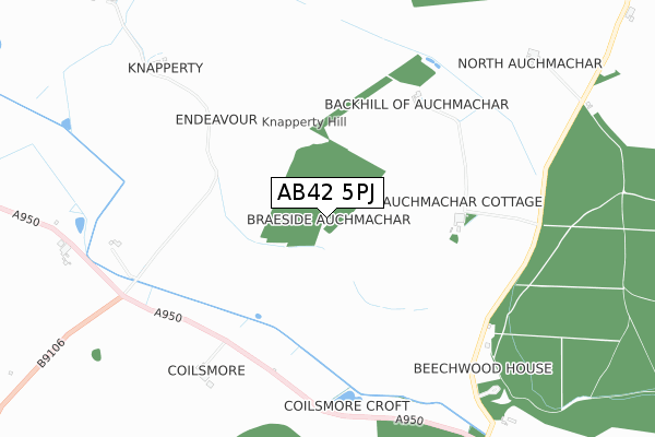 AB42 5PJ map - small scale - OS Open Zoomstack (Ordnance Survey)