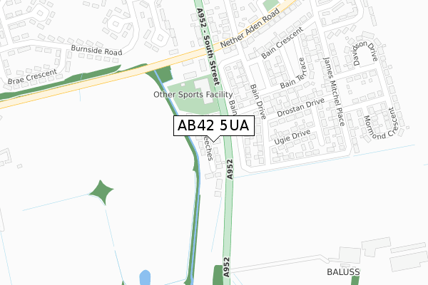 AB42 5UA map - large scale - OS Open Zoomstack (Ordnance Survey) AB42 5UA map - large scale - OS Open Zoomstack (Ordnance Survey)