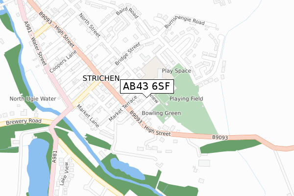 AB43 6SF map - large scale - OS Open Zoomstack (Ordnance Survey)