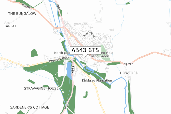 AB43 6TS map - small scale - OS Open Zoomstack (Ordnance Survey)