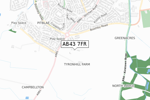 AB43 7FR map - small scale - OS Open Zoomstack (Ordnance Survey) AB43 7FR map - small scale - OS Open Zoomstack (Ordnance Survey)
