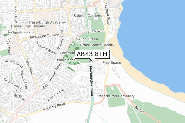 AB43 8TH map - small scale - OS Open Zoomstack (Ordnance Survey)