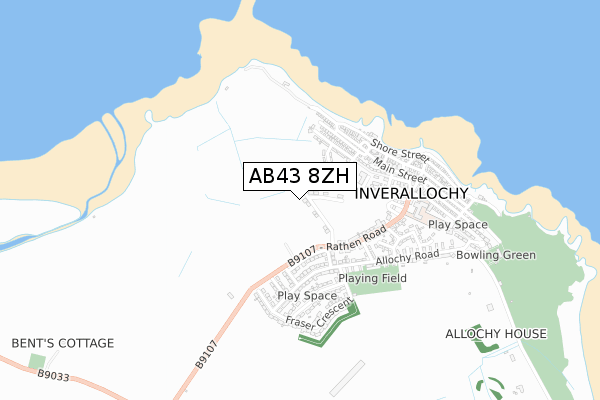AB43 8ZH map - small scale - OS Open Zoomstack (Ordnance Survey)