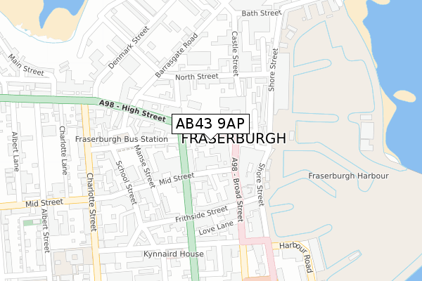 AB43 9AP map - large scale - OS Open Zoomstack (Ordnance Survey)