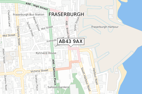 AB43 9AX map - large scale - OS Open Zoomstack (Ordnance Survey)