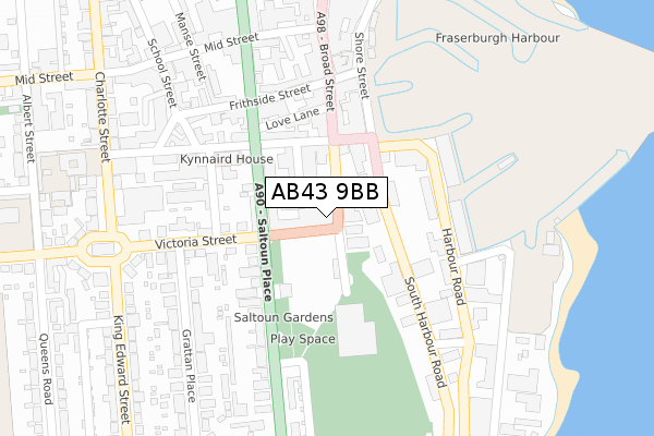 AB43 9BB map - large scale - OS Open Zoomstack (Ordnance Survey)