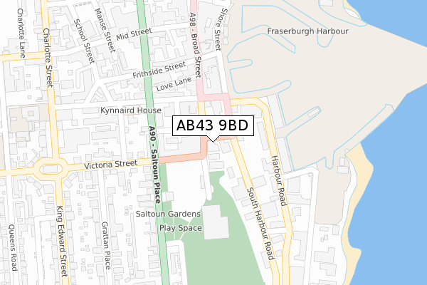 AB43 9BD map - large scale - OS Open Zoomstack (Ordnance Survey)