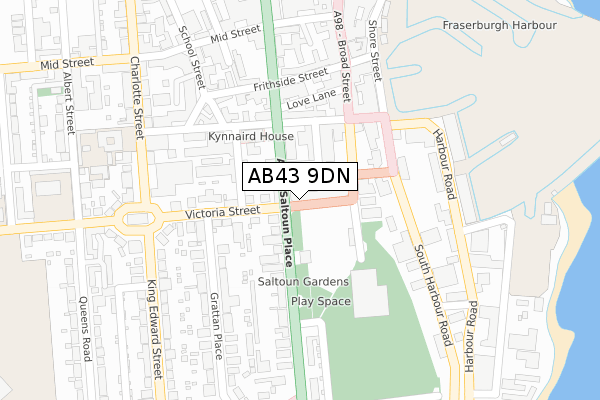 AB43 9DN map - large scale - OS Open Zoomstack (Ordnance Survey)