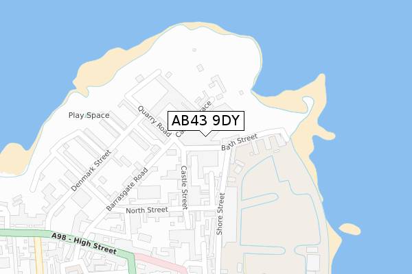 AB43 9DY map - large scale - OS Open Zoomstack (Ordnance Survey)